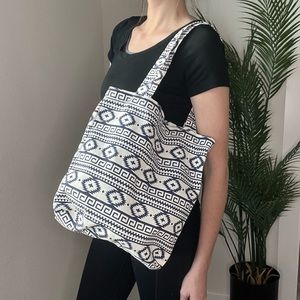 Navy Blue &  White Aztec Print Tote Bag